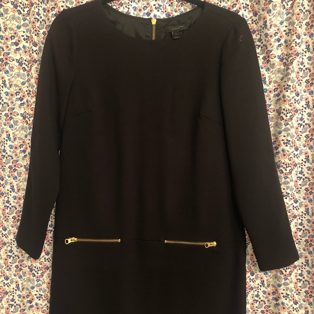 Black shift dress with leather detailing & zippers